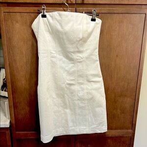 Alice + Olivia White Strapless Sheath Dress